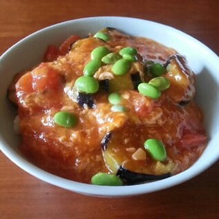 夏野菜のチリタマ丼